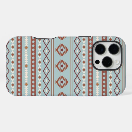 Aztec Mixed Motive Pattern Rusts Cream Blue iPhone Hoesje (Achterkant horizontaal)