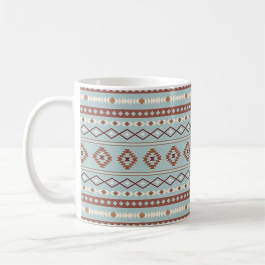 Aztec Mixed Motive Pattern Rusts Cream Blue Koffiemok (Links)
