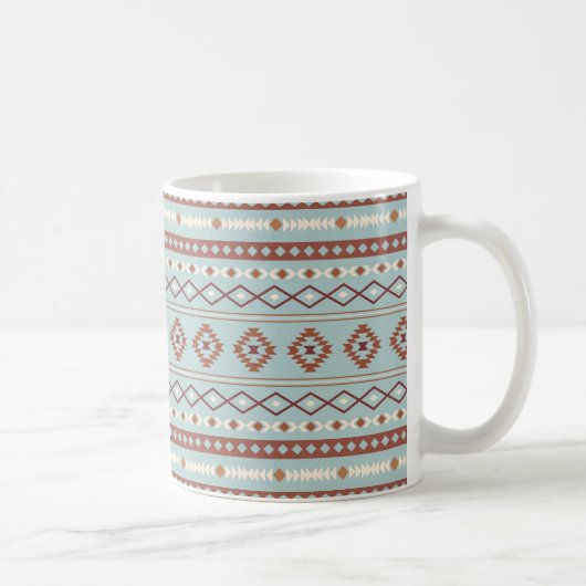 Aztec Mixed Motive Pattern Rusts Cream Blue Koffiemok (Rechts)