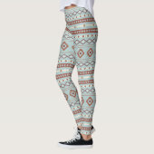 Aztec Mixed Motive Pattern Rusts Cream Blue Leggings (Links)