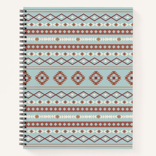 Aztec Mixed Motive Pattern Rusts Cream Blue Notitieboek (Voorkant)