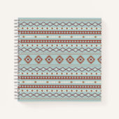 Aztec Mixed Motive Pattern Rusts Cream Blue Notitieboek (Voorkant)