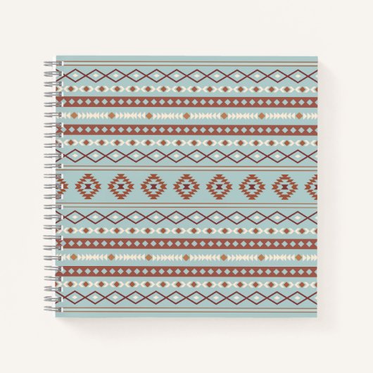 Aztec Mixed Motive Pattern Rusts Cream Blue Notitieboek (Voorkant)