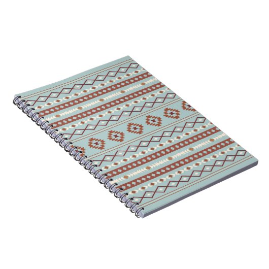 Aztec Mixed Motive Pattern Rusts Cream Blue Notitieboek (Rechterzijde)