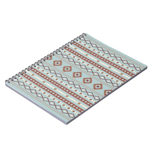 Aztec Mixed Motive Pattern Rusts Cream Blue Notitieboek (Linkerzijde)