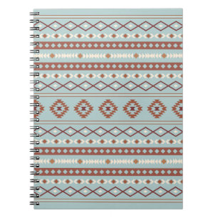 Aztec Mixed Motive Pattern Rusts Cream Blue Notitieboek