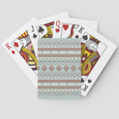 Aztec Mixed Motive Pattern Rusts Cream Blue Pokerkaarten (Achterkant)