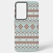 Aztec Mixed Motive Pattern Rusts Cream Blue Samsung Galaxy Hoesje (Achterkant)
