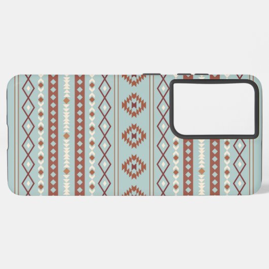 Aztec Mixed Motive Pattern Rusts Cream Blue Samsung Galaxy Hoesje (Linkerkant)