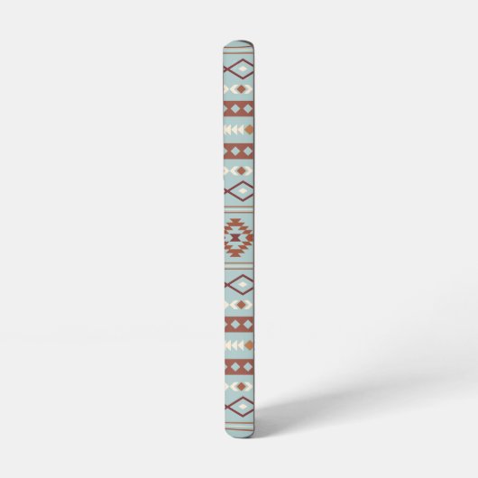 Aztec Mixed Motive Pattern Rusts Cream Blue Samsung Galaxy Hoesje (Linkerkant)