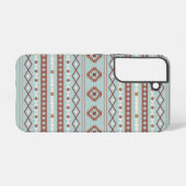 Aztec Mixed Motive Pattern Rusts Cream Blue Samsung Galaxy Hoesje (Achterkant horizontaal)