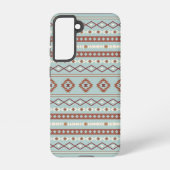 Aztec Mixed Motive Pattern Rusts Cream Blue Samsung Galaxy Hoesje (Achterkant)