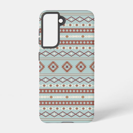 Aztec Mixed Motive Pattern Rusts Cream Blue Samsung Galaxy Hoesje (Achterkant)