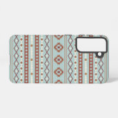 Aztec Mixed Motive Pattern Rusts Cream Blue Samsung Galaxy Hoesje (Achterkant horizontaal)