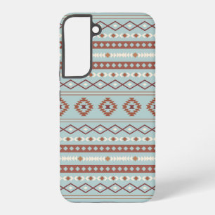 Aztec Mixed Motive Pattern Rusts Cream Blue Samsung Galaxy Hoesje