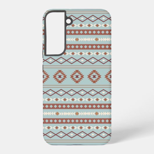 Aztec Mixed Motive Pattern Rusts Cream Blue Samsung Galaxy Hoesje (Achterkant)