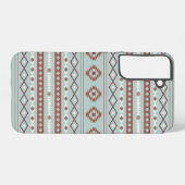 Aztec Mixed Motive Pattern Rusts Cream Blue Samsung Galaxy Hoesje (Achterkant horizontaal)