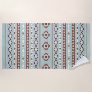 Aztec Mixed Motive Pattern Rusts Cream Blue Strandlaken