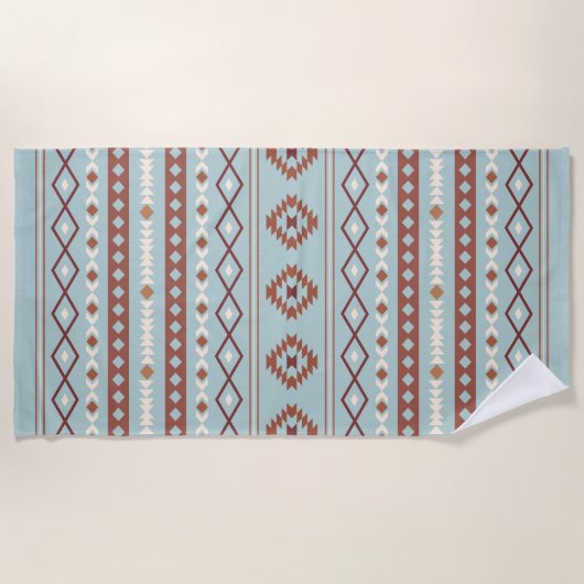 Aztec Mixed Motive Pattern Rusts Cream Blue Strandlaken (Voorkant)
