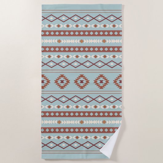 Aztec Mixed Motive Pattern Rusts Cream Blue Strandlaken (Voorkant)
