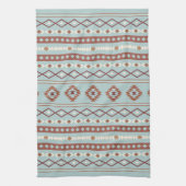 Aztec Mixed Motive Pattern Rusts Cream Blue Theedoek (Verticaal)