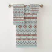 Aztec Mixed Motive RPT Pattern Rusts Cream Blue Bad Handdoek (Insitu)