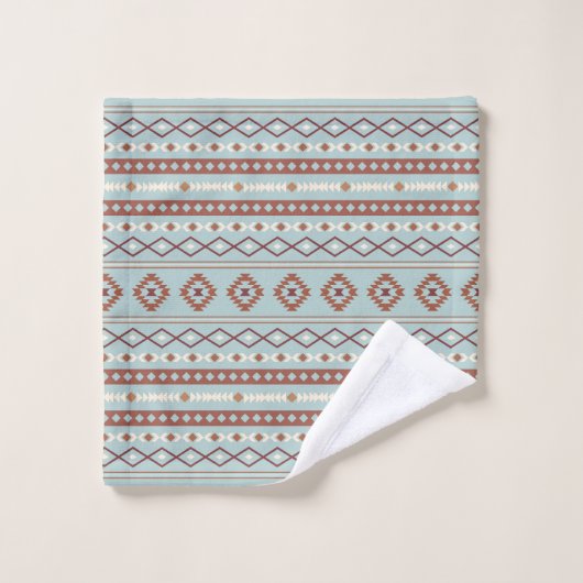 Aztec Mixed Motive RPT Pattern Rusts Cream Blue Bad Handdoek (Wasdoekje)