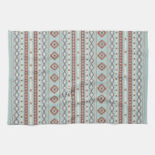 Aztec Mixed Motive RPT Pattern Rusts Cream Blue Theedoek (Horizontaal)