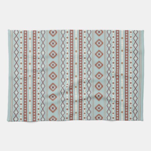 Aztec Mixed Motive RPT Pattern Rusts Cream Blue Theedoek (Horizontaal)