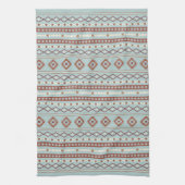 Aztec Mixed Motive RPT Pattern Rusts Cream Blue Theedoek (Verticaal)