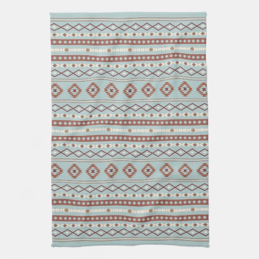 Aztec Mixed Motive RPT Pattern Rusts Cream Blue Theedoek (Verticaal)