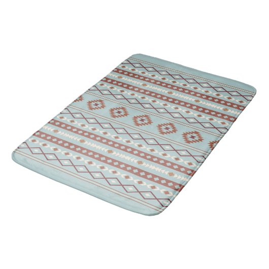Aztec Mixed Motive V Pattern Rusts Cream Blue Badmat (Gekanteld)