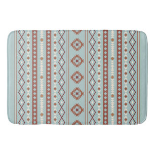 Aztec Mixed Motive V Pattern Rusts Cream Blue Badmat