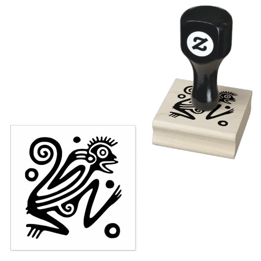 Aztec Monkey Art Rubber Stamp Rubberstempel (Gestempeld)