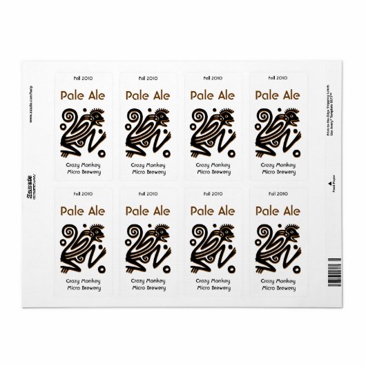 Aztec Monkey Home gebrouwen bier Labels (Full Sheet)