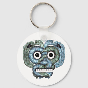 Aztec Mosaic Tlaloc-masker Sleutelhanger