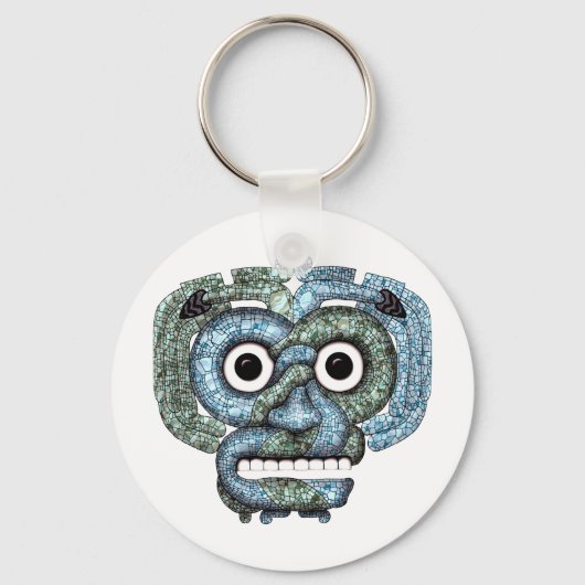 Aztec Mosaic Tlaloc-masker Sleutelhanger (Voorkant)