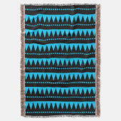 Aztec Mountains - Black en Sky Blue Deken (Voorkant Verticaal)