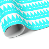 Aztec Mountains - Cyaan op White Cadeaupapier (Rol Hoek)