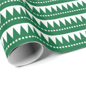 Aztec Mountains - Forest Green op White Cadeaupapier (Rol Hoek)