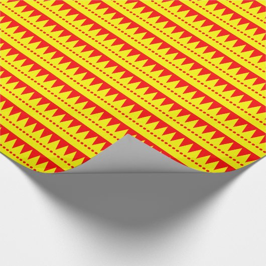 Aztec Mountains - Geel op rood Cadeaupapier (Hoek)