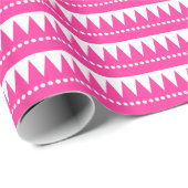 Aztec Mountains - Hot Pink op wit Cadeaupapier (Rol Hoek)