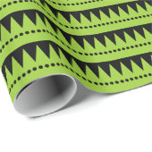 Aztec Mountains - Martian Green over Black Cadeaupapier (Rol Hoek)