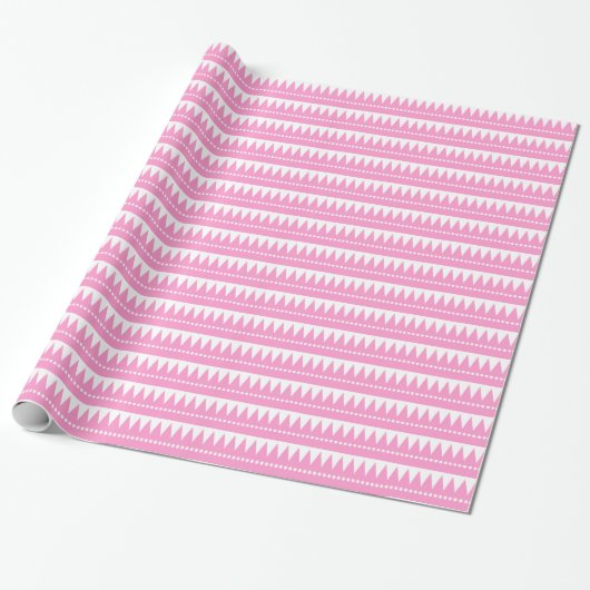 Aztec Mountains - Roze op wit Cadeaupapier (Uitgerold)