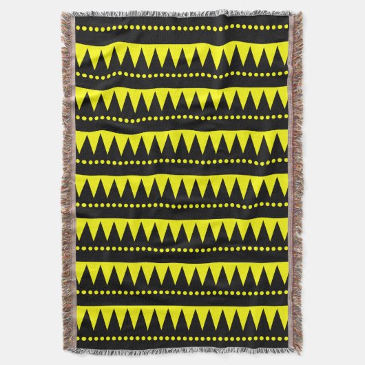 Aztec Mountains - zwart en geel Deken (Voorkant Verticaal)