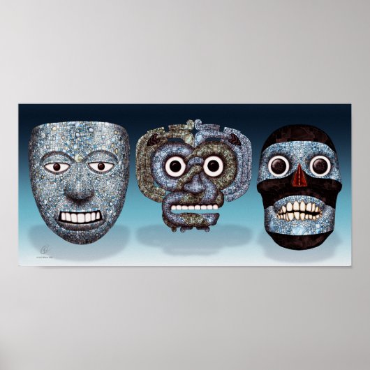 Aztec Mozaïekmaskers Poster (Voorkant)