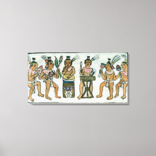 Aztec-muzikanten op een rekening van Aztec Canvas Afdruk