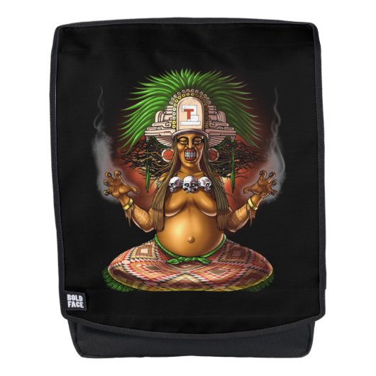 Aztec Mythology Deity Cihuateteo Rugtassen (Voorkant)