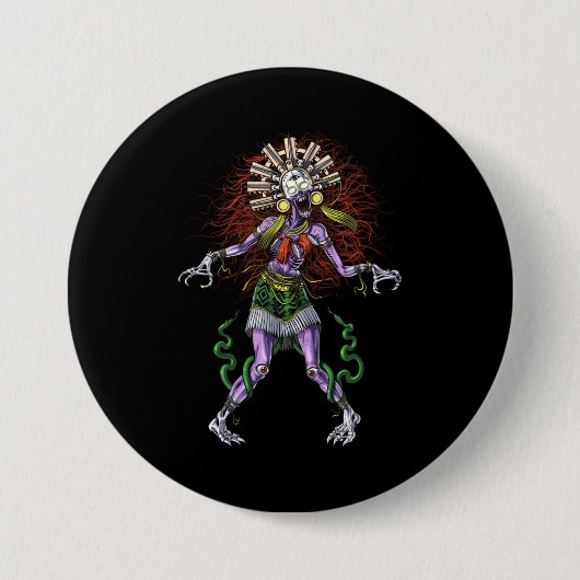 Aztec Mythology Deity Tzitzimitl Ronde Button 7,6 Cm (Voorkant)