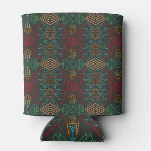Aztec Native American Geometric Lined Pattern Art Blikjeskoeler (Achterkant)